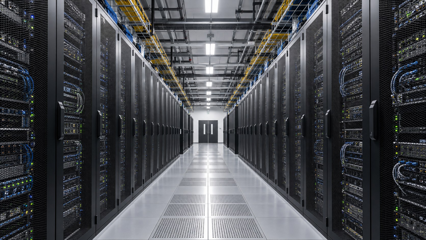 Illustrative data center interior with server racks