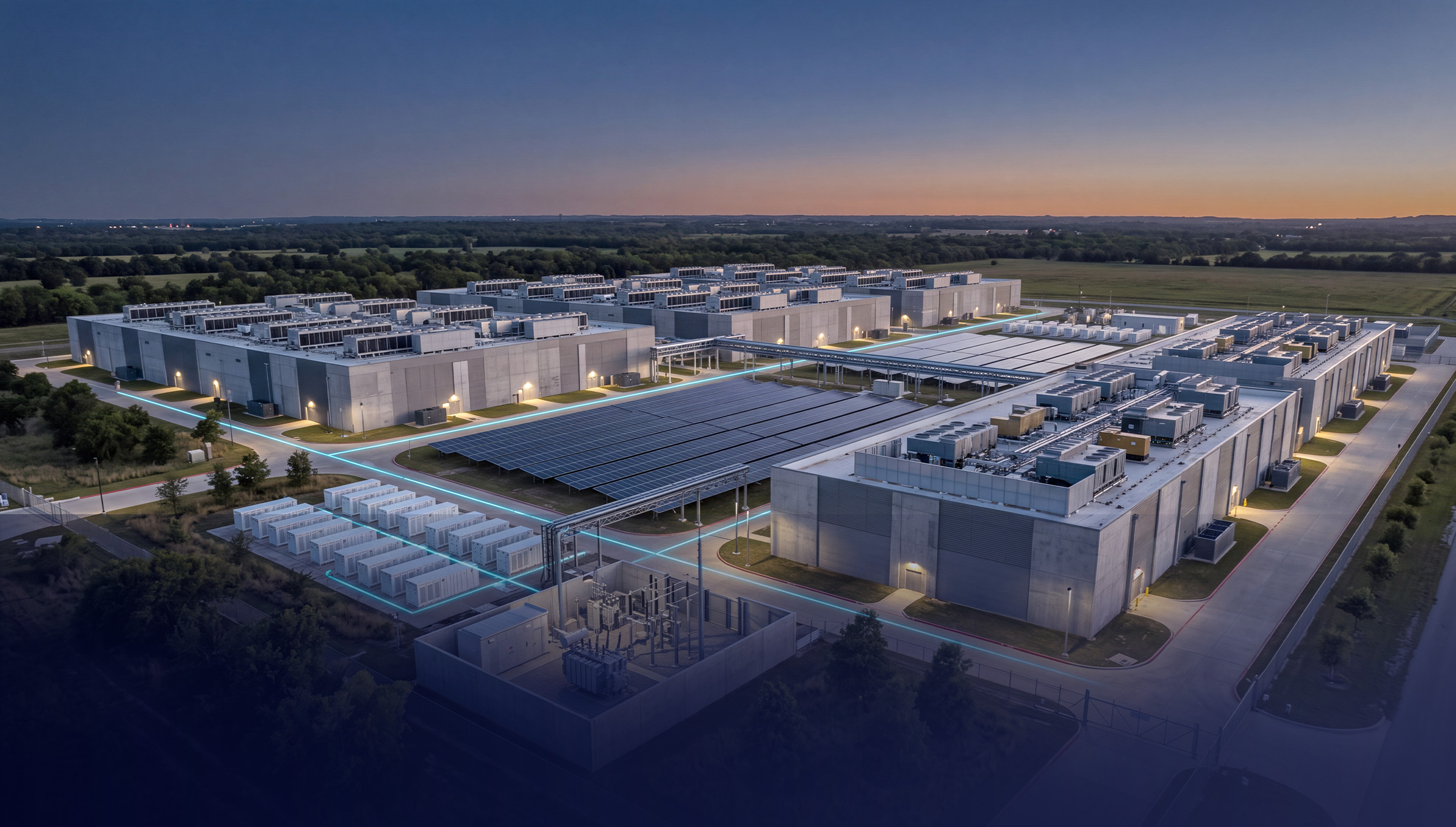Large-scale data center and dedicated power infrastructure
