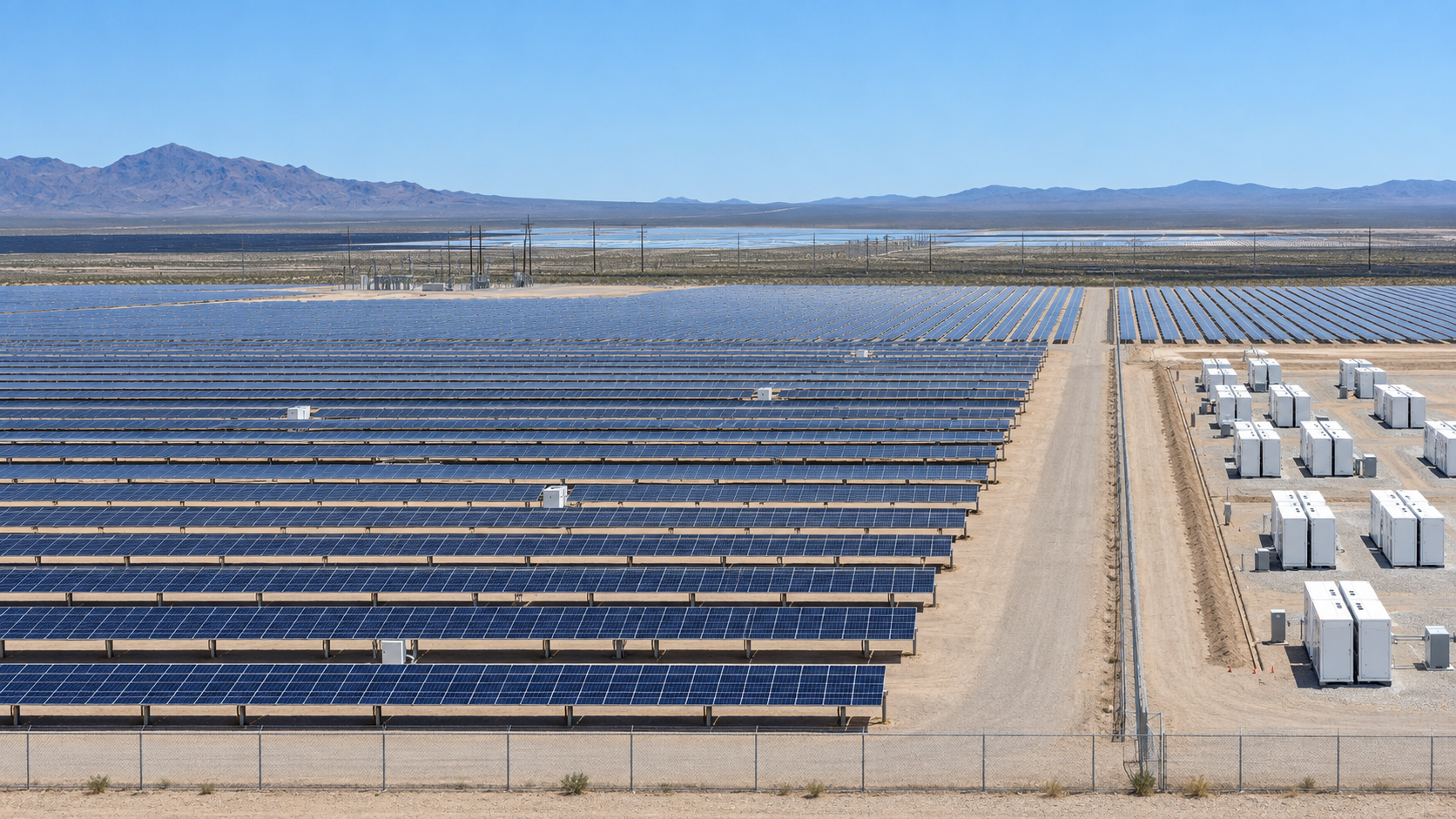 Solar arrays beside TransGrid battery storage