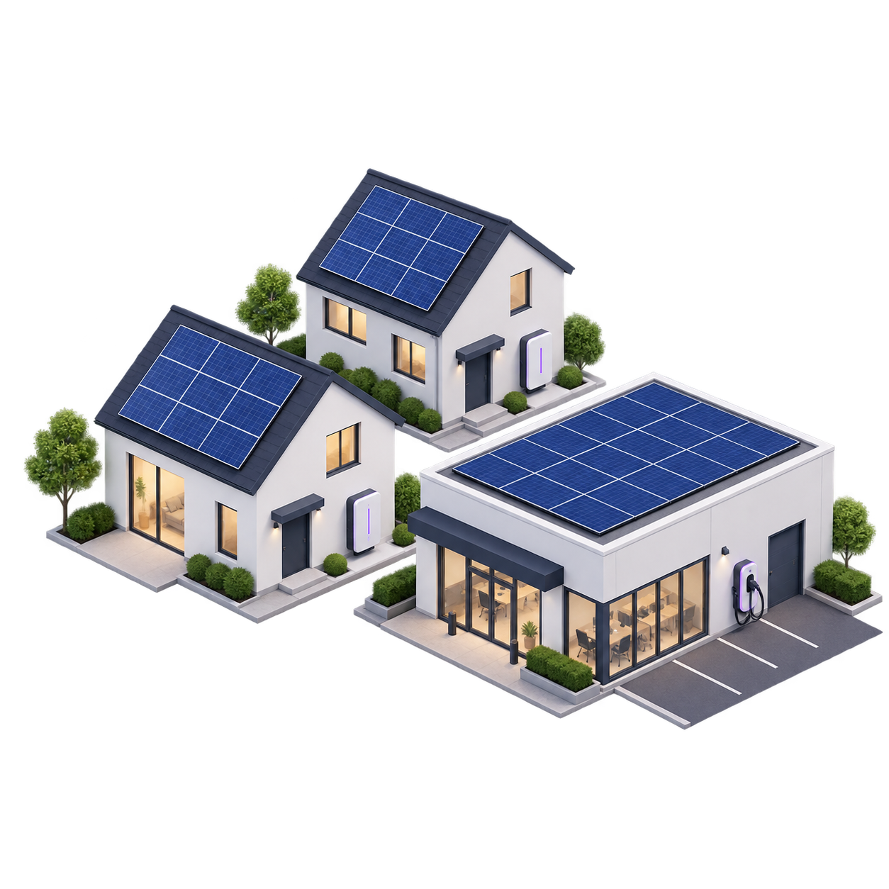 Solar homes, commercial building and electric vehicle